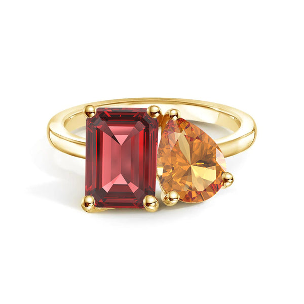 Toi et Moi Personalized Ruby Birthstone Anniversary Ring