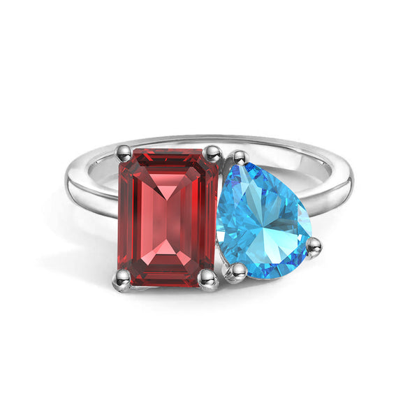 Toi et Moi Personalized Ruby Birthstone Anniversary Ring