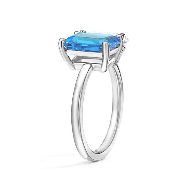 Toi et Moi Personalized Blue Topaz Birthstone Anniversary Ring