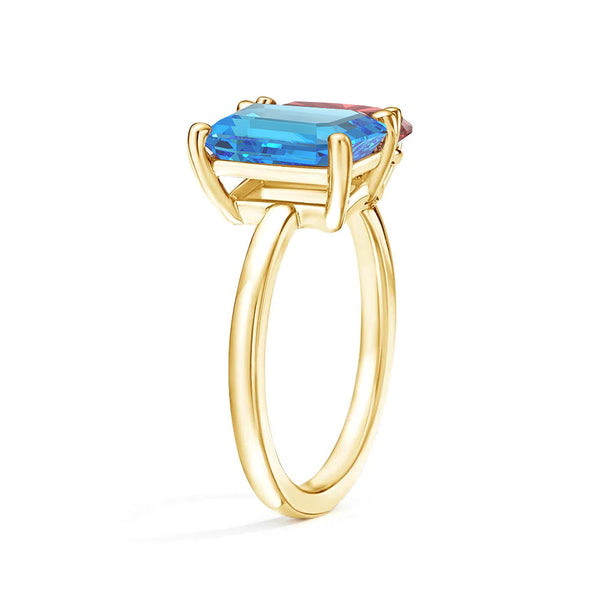Toi et Moi Personalized Blue Topaz Birthstone Anniversary Ring