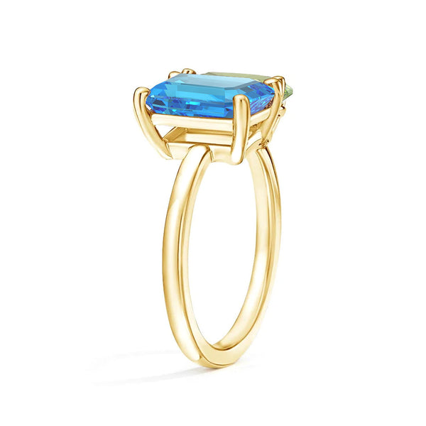 Toi et Moi Personalized Blue Topaz Birthstone Anniversary Ring