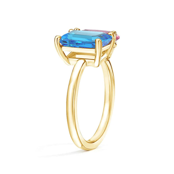 Toi et Moi Personalized Blue Topaz Birthstone Anniversary Ring
