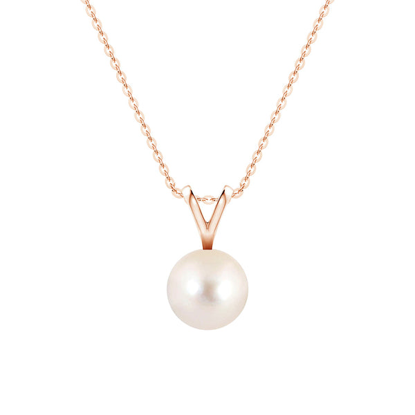 8mm Freshwater Cultured Pearl Solitaire V Bale Pendant