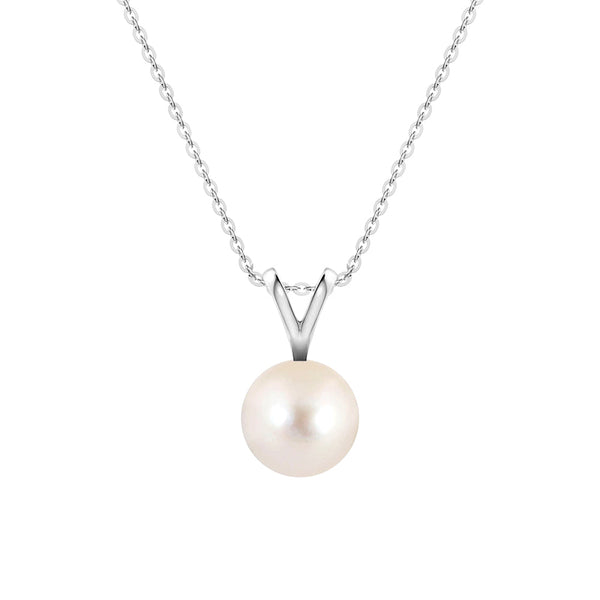 8mm Freshwater Cultured Pearl Solitaire V Bale Pendant