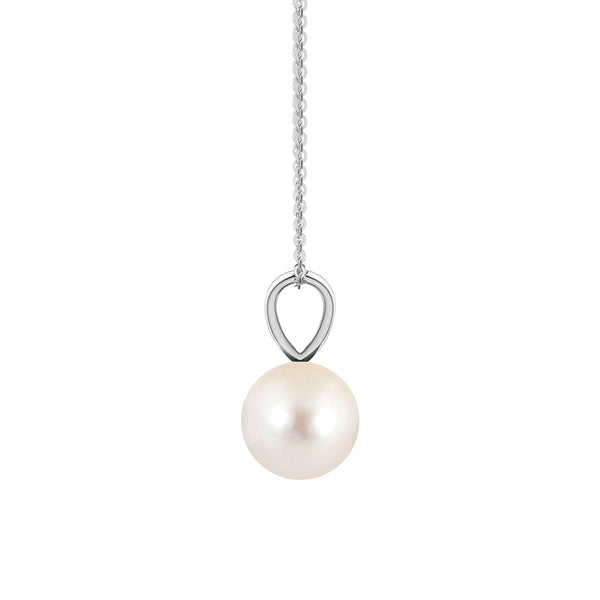 8mm Freshwater Cultured Pearl Solitaire V Bale Pendant