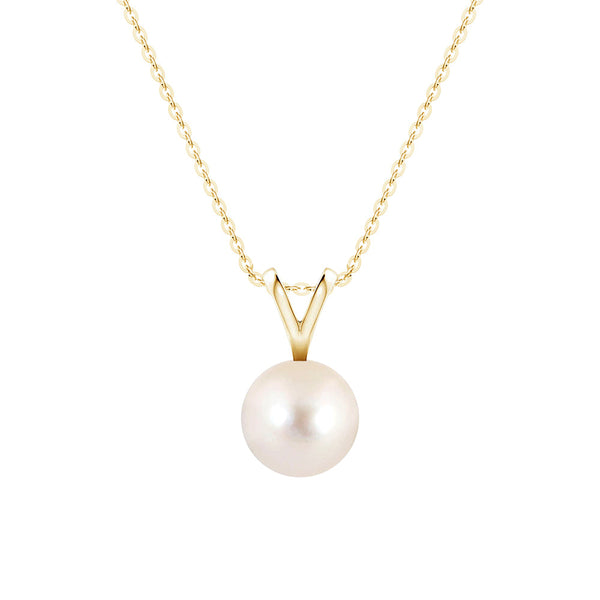 8mm Freshwater Cultured Pearl Solitaire V Bale Pendant