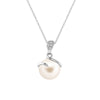 8mm Freshwater Cultured Pearl Spiral Pendant with Moissanite Accent