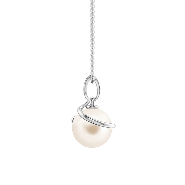 8mm Freshwater Cultured Pearl Spiral Pendant with Moissanite Accent