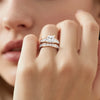 Unique Cinderella Staircase Princess Cut Moissanite Ring Set with Matching Wedding Band