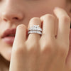Unique Cinderella Staircase Princess Cut Moissanite Ring Set with Matching Wedding Band